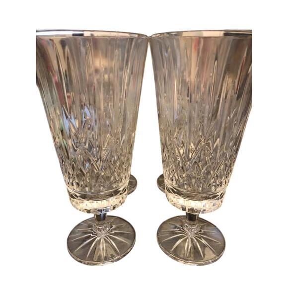 Dunraven by Godinger Crystal Glass Large Footed Water Glasses 8" - Set of 4 - Picture 1 of 9
